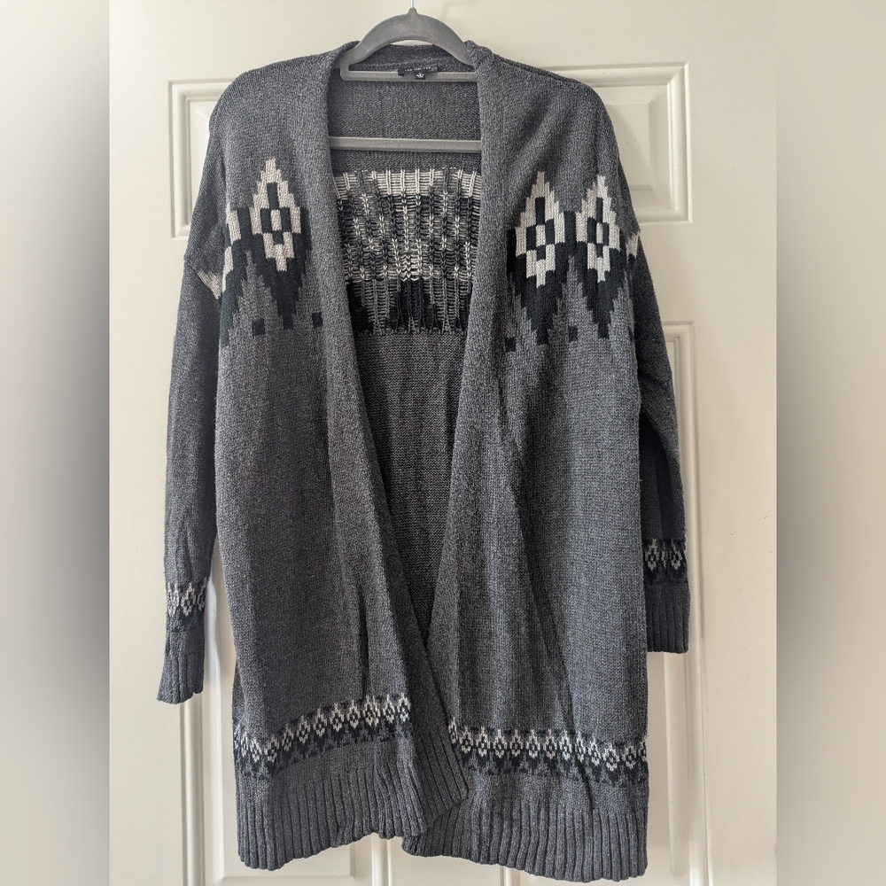 The Limited Women's Charcoal Geometric Cardigan, Size Medium